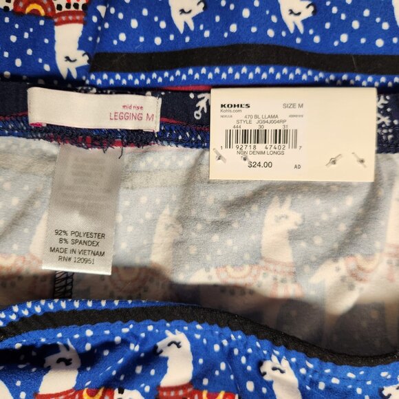 Juniors Medium SO Mid Rise Cozy Leggings Christmas Holiday "Fa La Llama" NWT - Picture 4 of 5